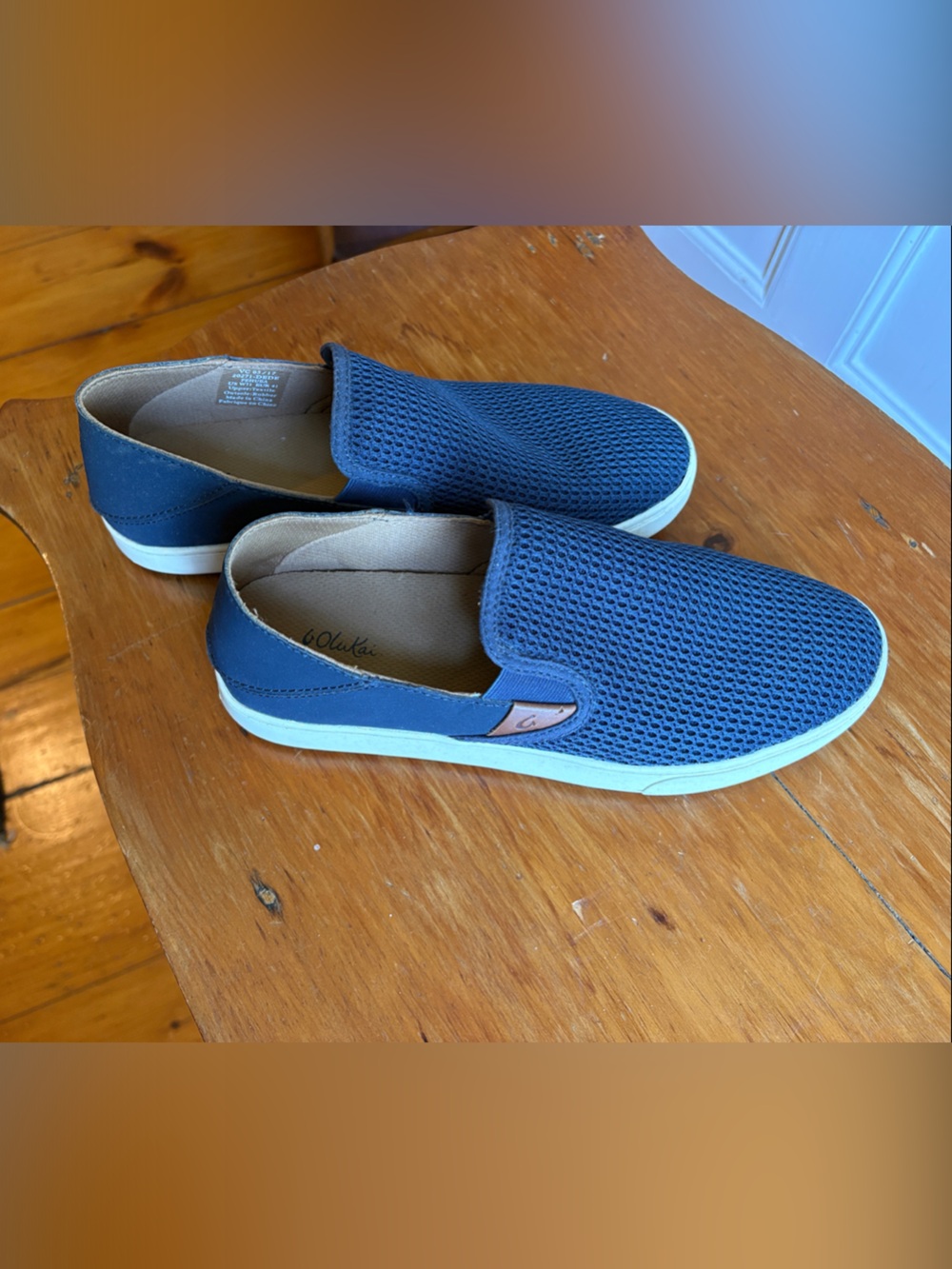 OluKai Women's Navy Slip-On Mesh Loafers